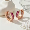Luz de lujo oro rosa degradado rosa morado pendientes de color retro elegancia premium sense aleación de cobre con zirconia nuevas orejeras para mujer Application Scenario